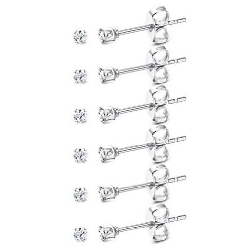 ORAZIO 6 Pairs Tiny 2mm Stainless Steel Stud Earrings For Men - Fun Gifts For Him