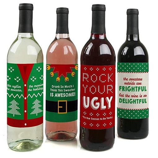 Wine bottle Christmas labels - Fun Gifts For Him